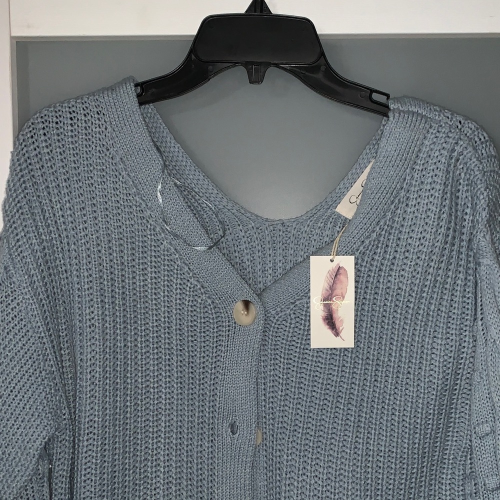 Jessica Simpson Blue Button-Up Sweater - Picture 5 of 6
